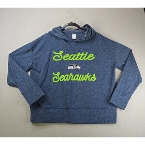 Seattle Seahawks Sweatshirt Womens Sz L Hooded V Neck Pullover Blue NWOT